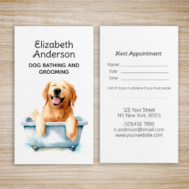 Tarjeta De Visita Cita de Dog Groomer Golden Retriever