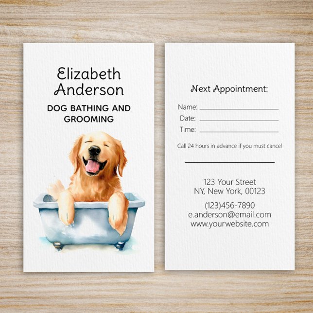 Tarjeta De Visita Cita de Dog Groomer Golden Retriever (Subido por el creador)