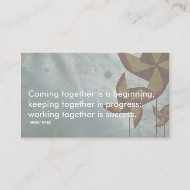 Tarjeta De Visita cita de éxito de henry ford (Anverso)