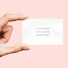 Tarjeta De Visita Cita de Hair Stylist | Relieve metalizado blanco m