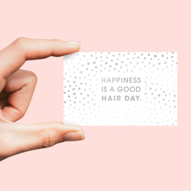 Tarjeta De Visita Cita de Hair Stylist | Relieve metalizado blanco m (Subido por el creador)