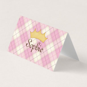 Tarjeta De Visita Cita de juego de princesa personalizada de cuadros