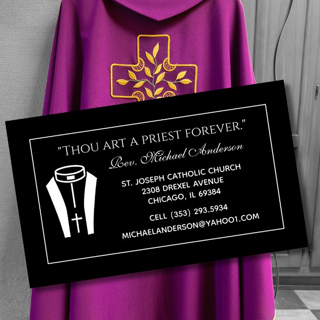 Tarjeta De Visita Cita de la Escritura Negra del Sacerdote Católico (Subido por el creador)