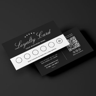 Tarjeta De Visita Cita de Lealtad Mínima Punch Negro Blanco
