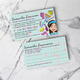 Tarjeta De Visita Cita de limpieza señora de limpieza Blue Pink