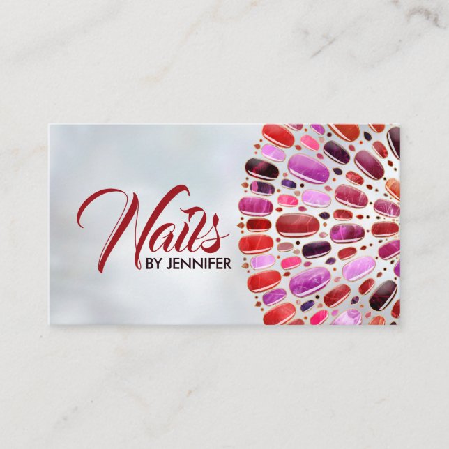 Tarjeta De Visita Cita de Marble Nails Mandala (Anverso)