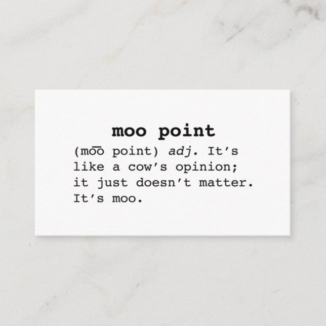 Tarjeta De Visita Cita de Moo Point (Anverso)