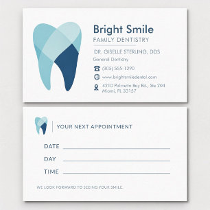 Tarjeta De Visita Cita de oficina de dentista dental azul