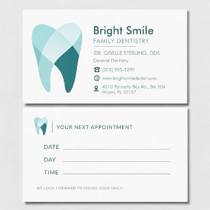 Tarjeta De Visita Cita de oficina de diente dental turquesa Dentista