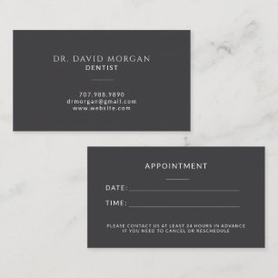 Tarjeta De Visita Cita de Ortodoncista Dentista Gris Moderno