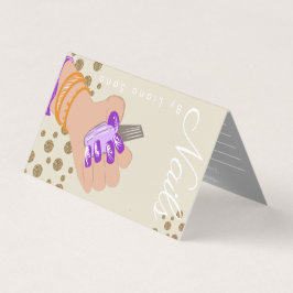 Tarjeta De Visita Cita de uñas artista Glow Script dibujado a mano