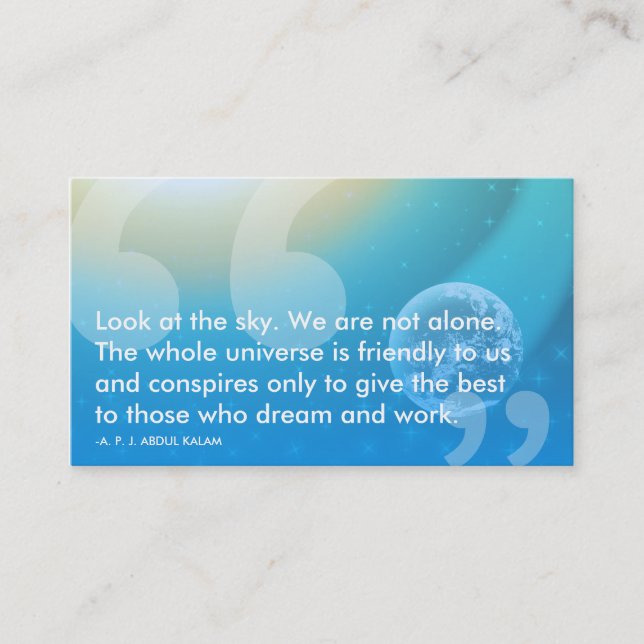 Tarjeta De Visita Cita del éxito de APJ Abdul Kalam (Anverso)