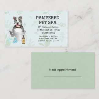 Tarjeta De Visita Cita del spa de Mascota Groomer de Cute Pit Bull T