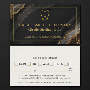 Tarjeta De Visita Cita Dental de Dentista Black Gold Agate