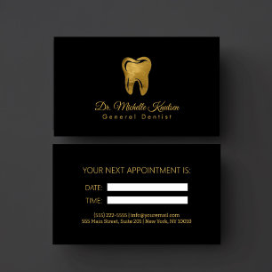 Tarjeta De Visita Cita Dentista Profesional Dental Black Gold
