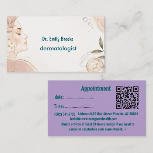 Tarjeta De Visita Cita en el Consultorio de Dermatología para el Cui