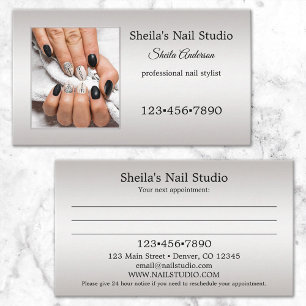 Tarjeta De Visita Cita en el estudio de uñas con foto personalizada