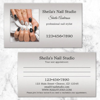 Tarjeta De Visita Cita en el estudio de uñas con foto personalizada 