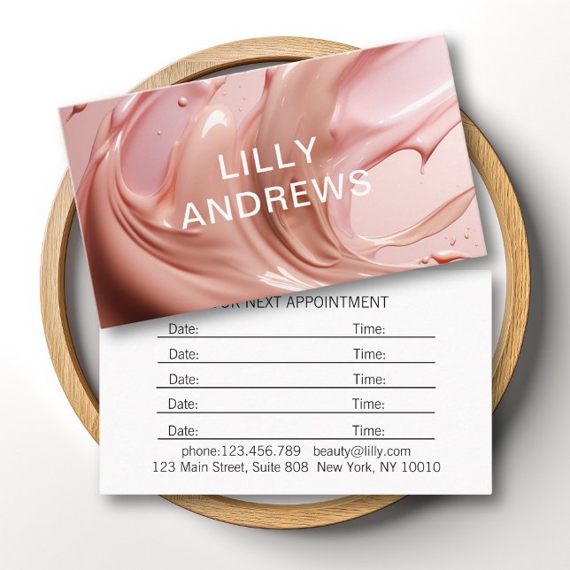 Tarjeta De Visita Cita en el Salón de Belleza Blush Pink (Blush Pink Beauty Salon Appointment Business Card)