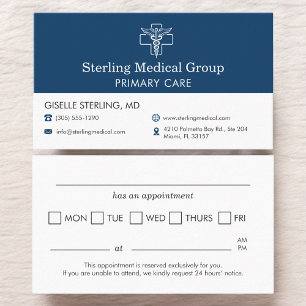 Tarjeta De Visita Cita en la Oficina del Doctor Caduceo