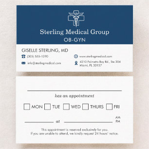 Tarjeta De Visita Cita en la Oficina del Médico Ginecólogo