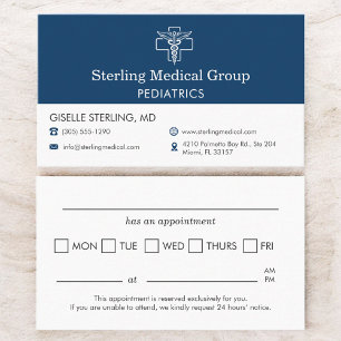 Tarjeta De Visita Cita en la Oficina del Médico Pediatra