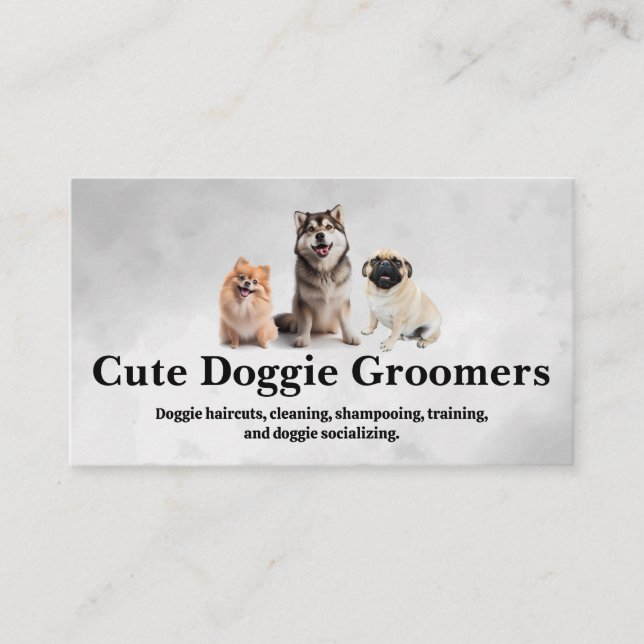 Tarjeta De Visita Cita feliz de perros sentados (Anverso)