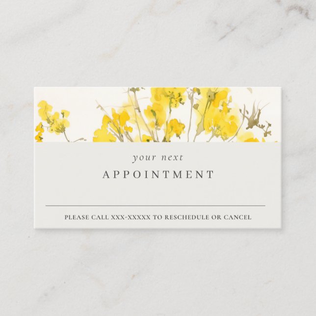 Tarjeta De Visita Cita floral de Boho de Rústico Amarillo (Anverso)