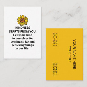 Tarjeta De Visita Cita Inspiradora de Amabilidad Girasol Amabilidad