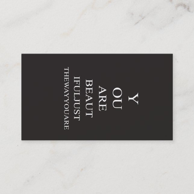 Tarjeta De Visita Cita inspiradora del amor blanco negro (Anverso)