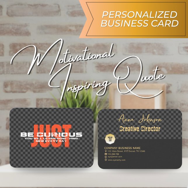 Tarjeta De Visita Cita inspiradora motivacional de "Be Curious" (Subido por el creador)