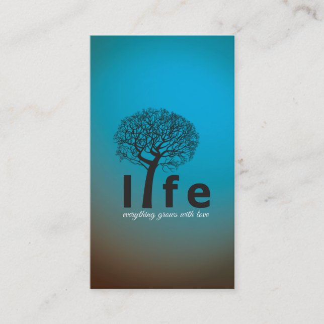 Tarjeta De Visita Cita inspiradora verde azulada del árbol de la (Anverso)