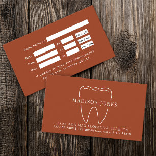 Tarjeta De Visita Cita Minimalista y Elegante de Dentista Terracota
