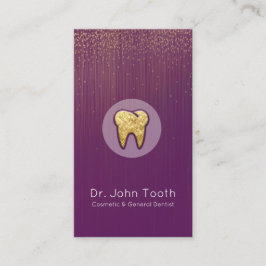 Tarjeta De Visita Cita moderna de dentista dental Purple Gold