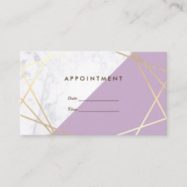 Tarjeta De Visita Cita moderna de mármol de lavanda geométrica