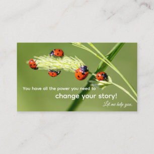 Tarjeta De Visita Cita motivacional positiva con pequeños ladybugs