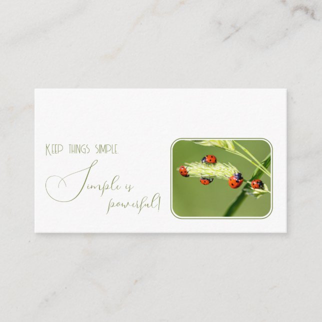 Tarjeta De Visita Cita motivacional positiva con pequeños ladybugs (Anverso)