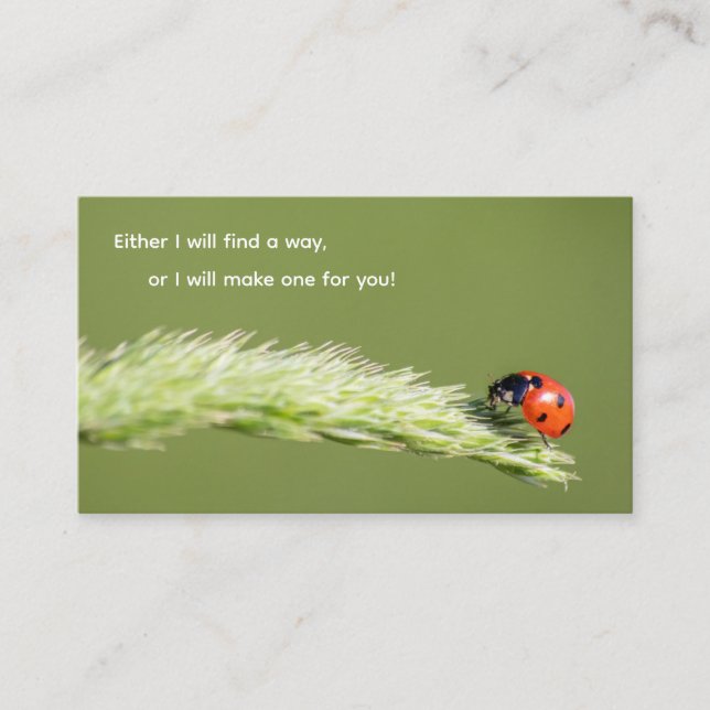 Tarjeta De Visita Cita motivacional positiva con poco ladybug pero (Anverso)