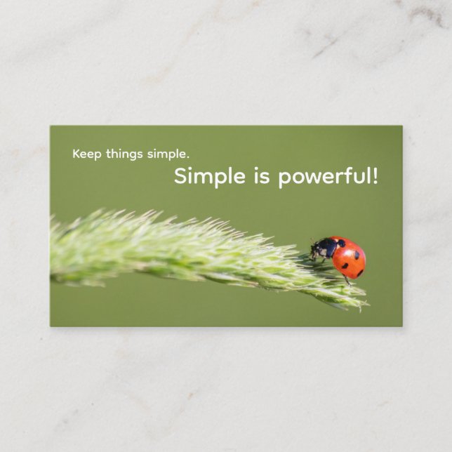 Tarjeta De Visita Cita motivacional positiva con poco mariquita (Anverso)