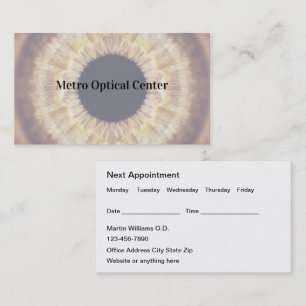 Tarjeta De Visita Cita Optometrista Cuidado de la Visión