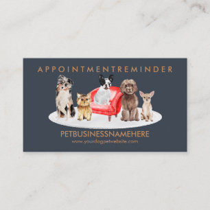 Tarjeta De Visita Cita Perros Marrón Navy Mascotas