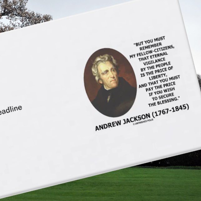 Tarjeta De Visita Cita Segura De Precio De Libertad De Andrew Jackso (Business card featuring a timeless eternal vigilance & liberty quote by US President Andrew Jackson)
