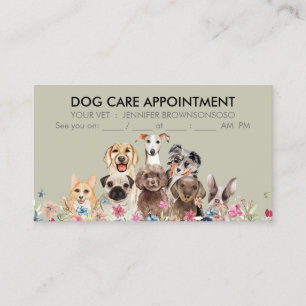 Tarjeta De Visita Citas Boho Chic Perros Beige Lindos