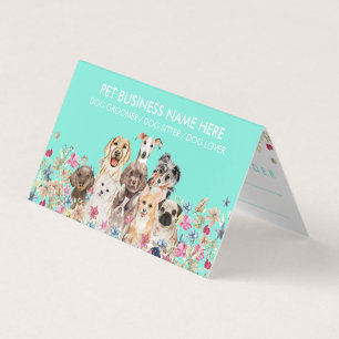 Tarjeta De Visita Citas Perros Punch Lealtad Flores Patas