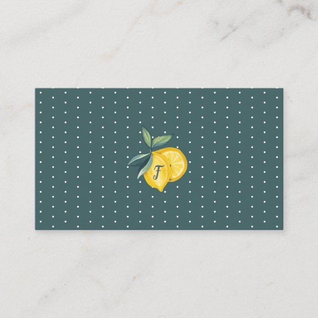 Tarjeta De Visita Cítricos de limón amarillo y punto de polka follaj (Anverso)