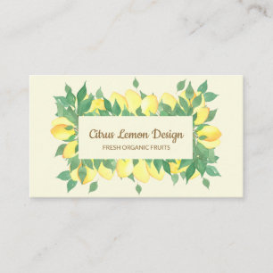 Tarjeta De Visita Citricos Limón Fruta Fresca beige crema de vainill