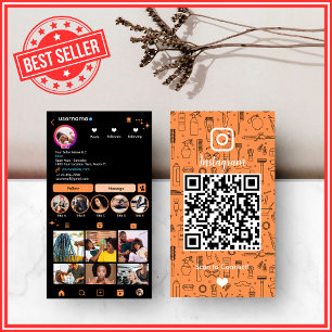 Tarjeta De Visita Citrus Salón de Belleza Naranja Instagram QR