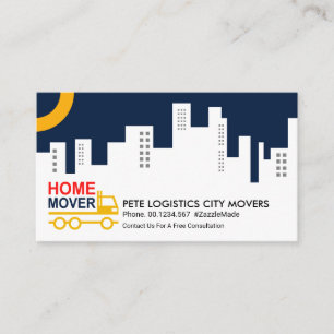Tarjeta De Visita City Silhouette Home Truck Movers