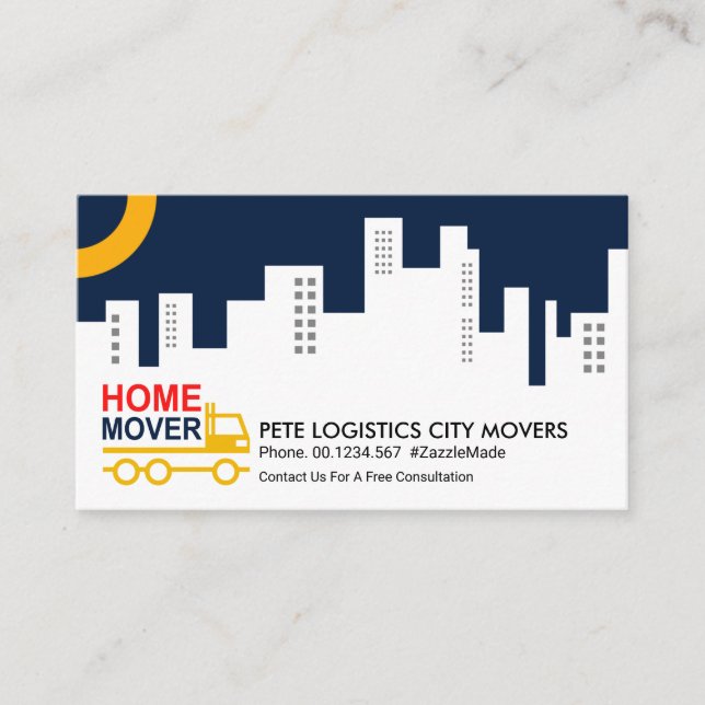 Tarjeta De Visita City Silhouette Home Truck Movers (Anverso)