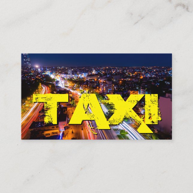 Tarjeta De Visita Ciudad Amarilla TAXI luces de neón taxista taxista (Anverso)